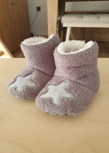 23 Beden Ebebek Hello baby Gri Nakışlı Sıcak Panduf Terlik Patik 23 no