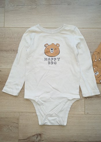 2 Yaş Beden kahverengi Renk LCW İkili Uzun Kollu ayı desenli Bebek çıtçıtlı Body Seti