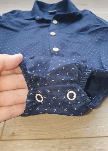 Mavi Puantiyeli Uzun Kollu Erkek Bebek Şık Body Gömlek Doğumgünü - Görsel 5