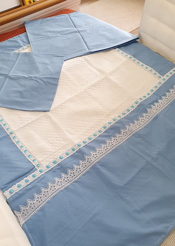 Özel yapım Yenidoğan Bebek Mavi Pike Nevresim Piko Takımı - Görsel 5