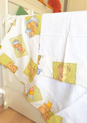 Özel yapım Yenidoğan Bebek ayıcıklı Pike Nevresim Piko Takım - Görsel 4