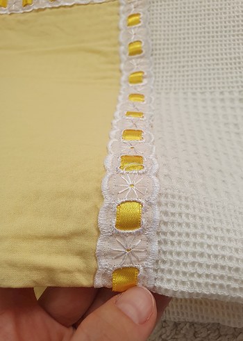 Özel yapım Sarı Bebek Yenidoğan Beşik Pike Nevresim Piko Takımı - Görsel 9