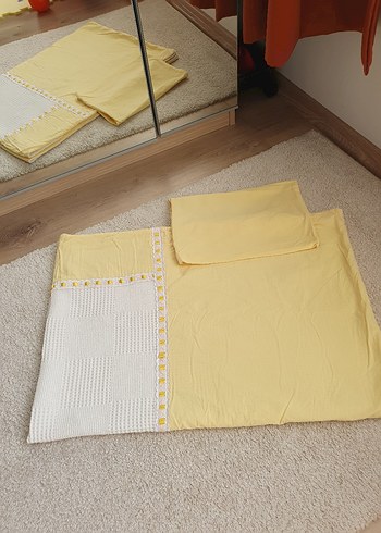 Özel yapım Sarı Bebek Yenidoğan Beşik Pike Nevresim Piko Takımı - Görsel 7