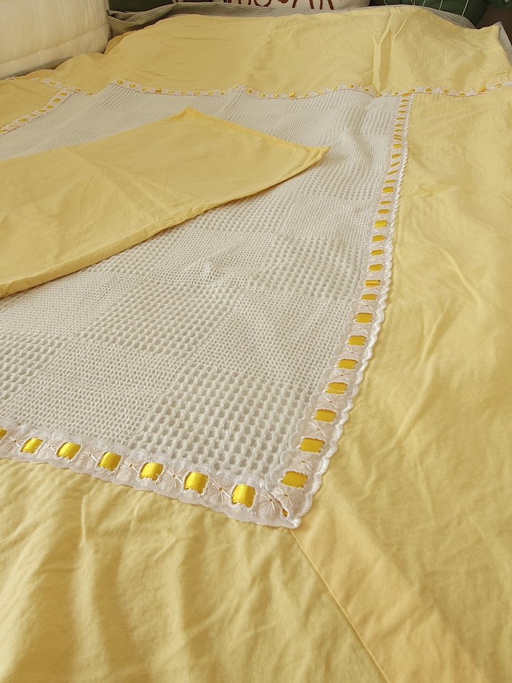 Özel yapım Sarı Bebek Yenidoğan Beşik Pike Nevresim Piko Takımı - Görsel 2