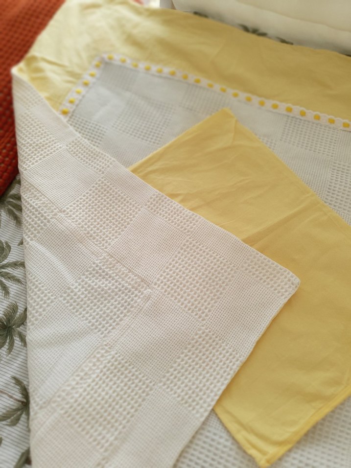 Özel yapım Sarı Bebek Yenidoğan Beşik Pike Nevresim Piko Takımı - Görsel 4