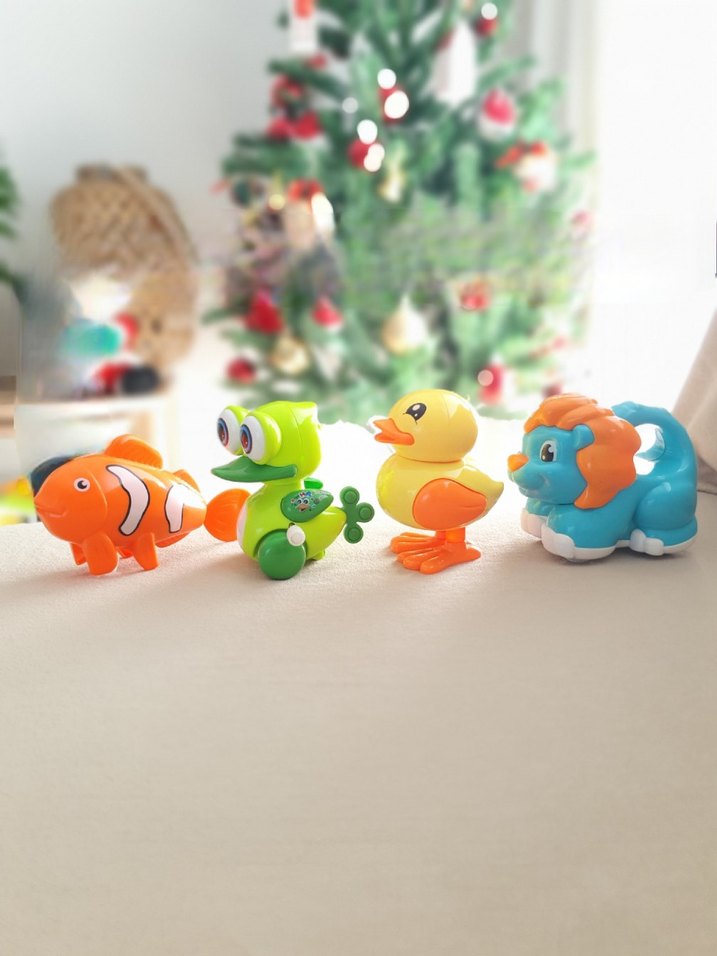 Bebek sürtmeli kurmalı Hayvan Figürlü Oyuncak seti civciv balık - Görsel 2