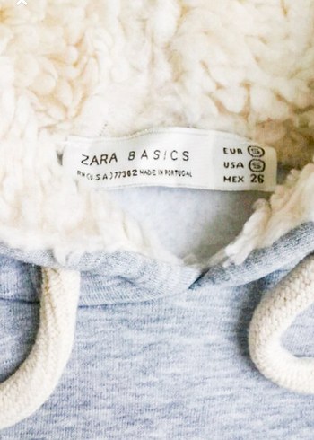 Ayıcıklı teddy bear nakışlı gri kürklü sweatshirt kapşonlu - Görsel 4