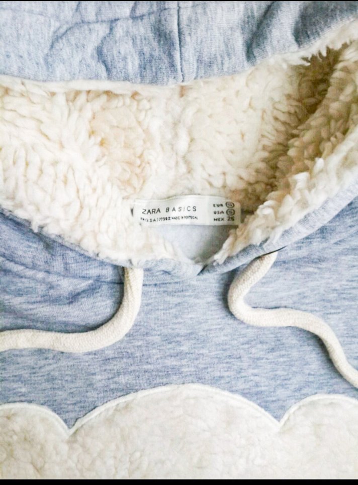 Ayıcıklı teddy bear nakışlı gri kürklü sweatshirt kapşonlu - Görsel 3