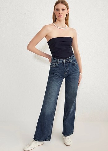 TRENDYOLMİLLA Lacivert Salaş Kadın Jean - Görsel 2