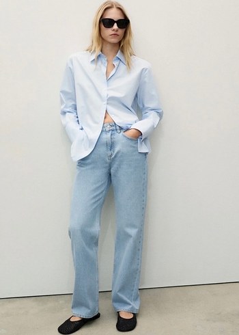 MANGO 
Mavi Midi Denim Kadın Jean - Görsel 2