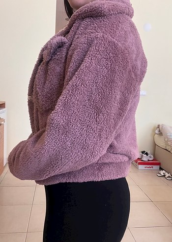 Peluş Detaylı Mor Kadın Midi Ceket - Görsel 2