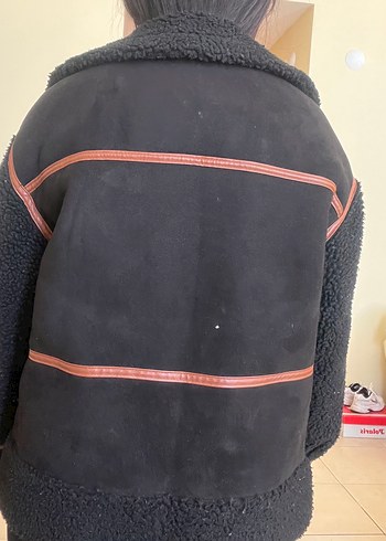 Kahverengi/Siyah Süet Kürklü Kadın Kışlık Ceket - Görsel 3