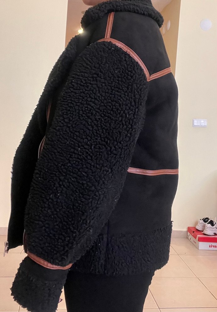 Kahverengi/Siyah Süet Kürklü Kadın Kışlık Ceket - Görsel 2