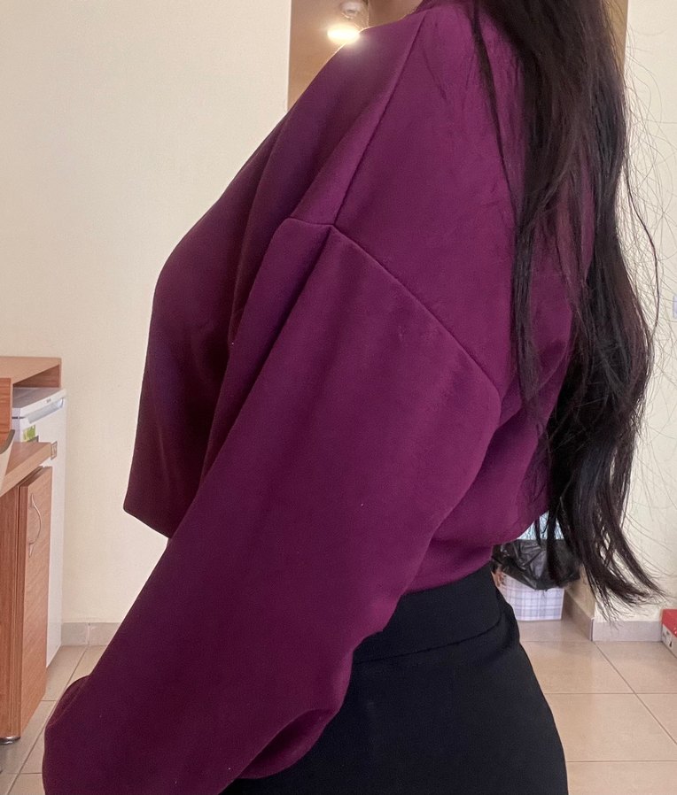 Mor Kadın Sweatshirt, Yuvarlak Yaka, Rahat Kesim - Görsel 2