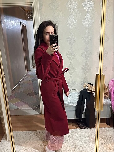 Bordo kaşe kaban