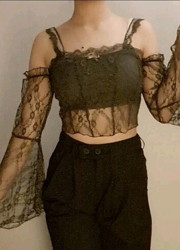 m Beden yeşil Renk Fairycore Yeşil Crop ???????