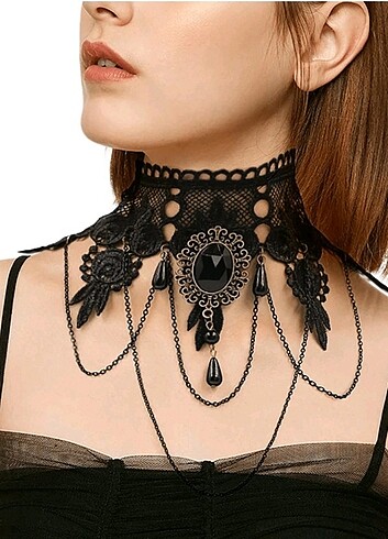 Gotik Pinterest Vintage Dantel Victoria Tarzı Kolye 