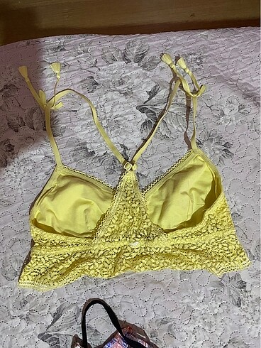 xs Beden sarı Renk dantelli bralet