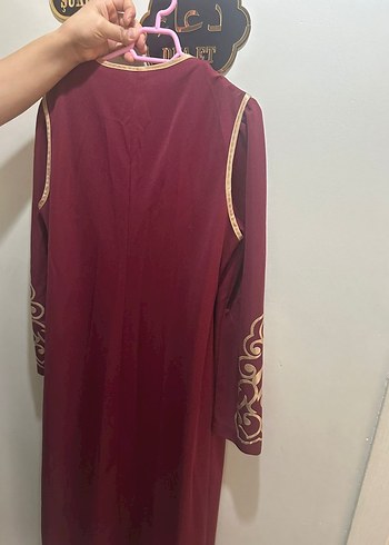 Bordo Nakışlı Uzun Kollu Tesettür Bindallı - Görsel 3