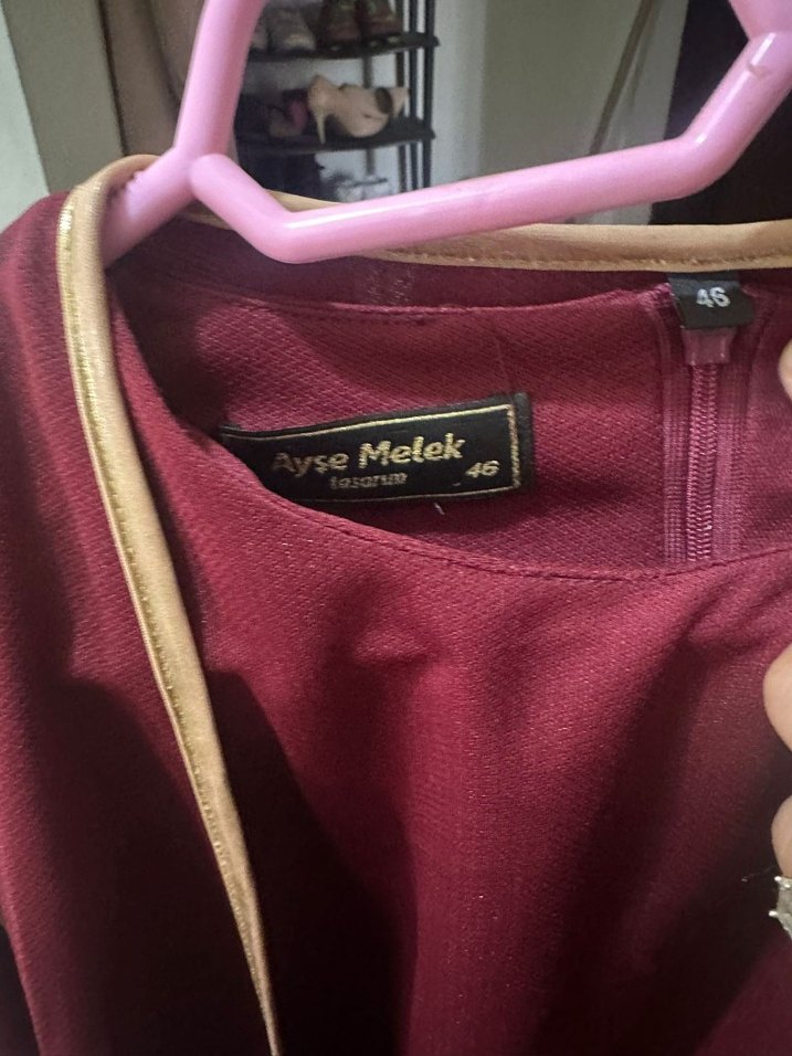 Bordo Nakışlı Uzun Kollu Tesettür Bindallı - Görsel 4