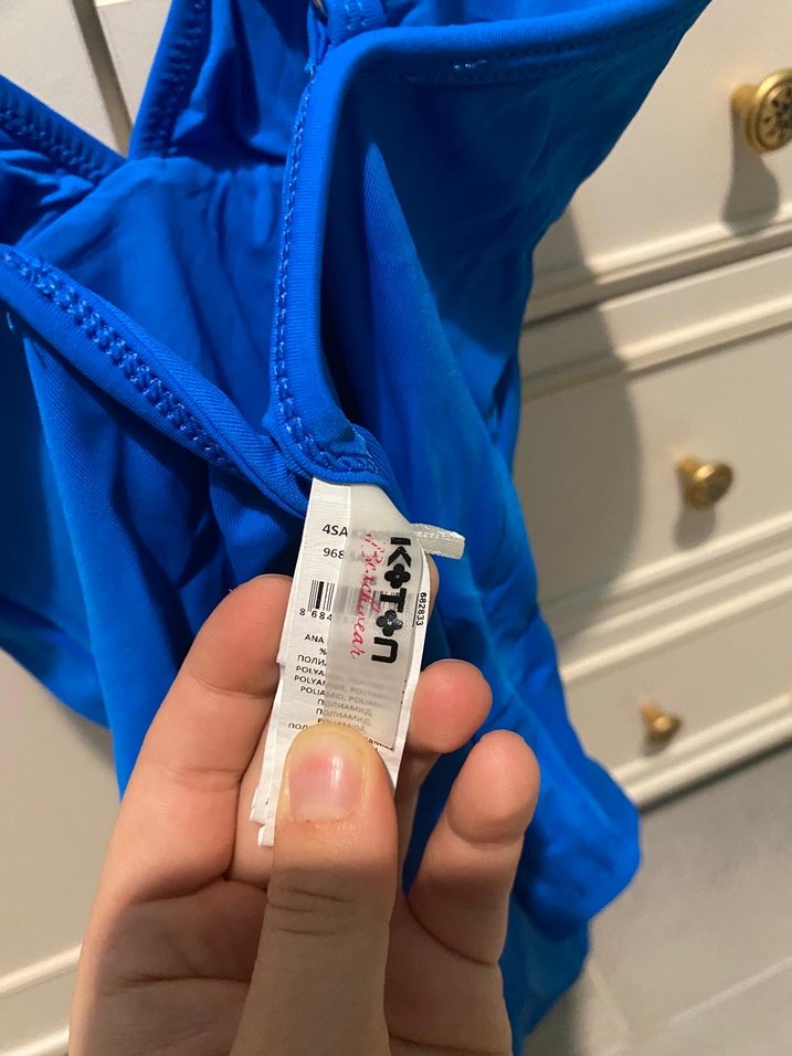 Mavi İnce Askılı Kadın Mayo - Görsel 3