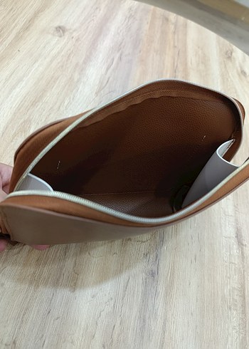 Beden kahverengi Renk Lanvin kahve Bej Deri Kadın Clutch Çanta