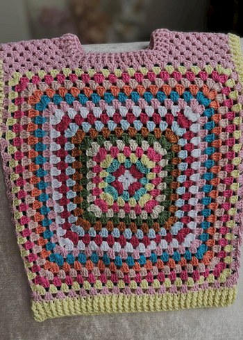 Kız Çocuk Çok Renkli Örgü Bohem Panço - Görsel 2