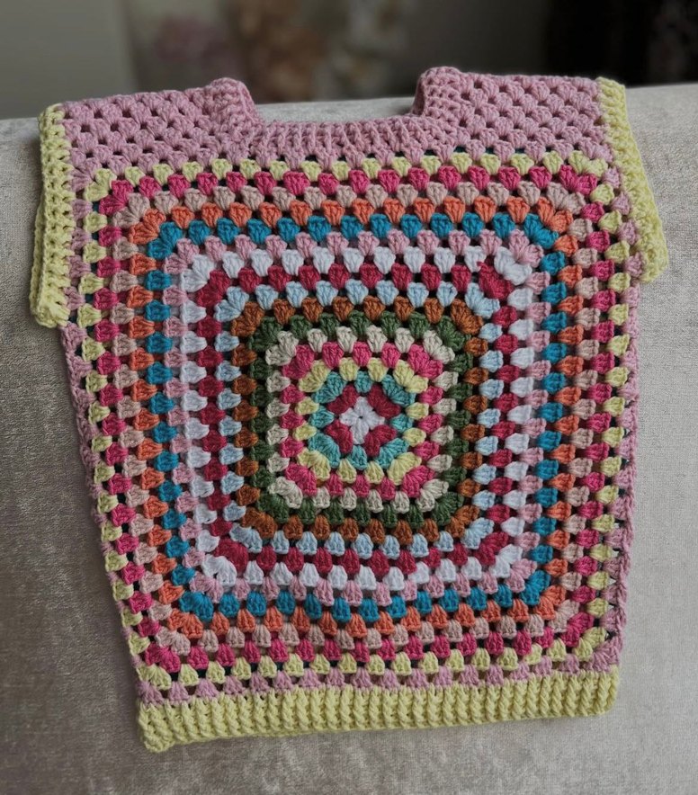 Kız Çocuk Çok Renkli Örgü Bohem Panço - Görsel 2