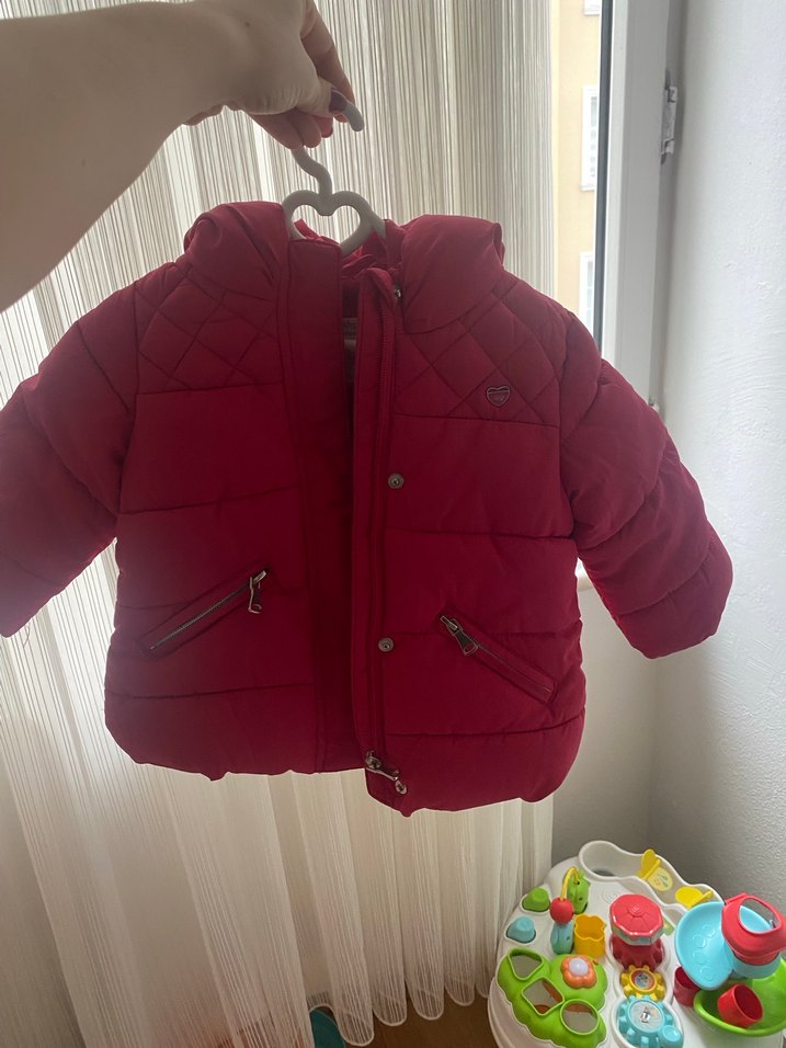 Kız Çocuk Parlak Pembe Fermuarlı Mont - Görsel 3