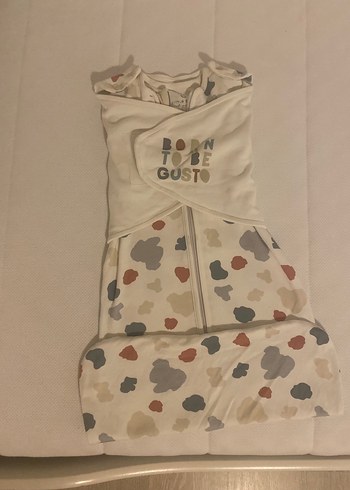 Beyaz Desenli Bebek Kundak Uyku Tulumu - Görsel 8