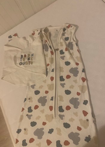 Beyaz Desenli Bebek Kundak Uyku Tulumu - Görsel 3