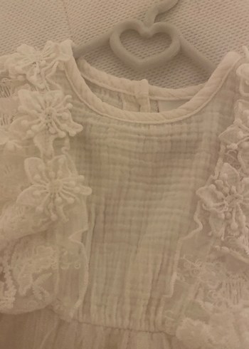 Beyaz Dantel Detaylı Kız Elbisesi - Görsel 5