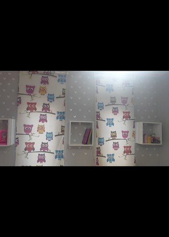 Çocuk Odası İçin Renkli Baykuş Desenli perde - Görsel 2