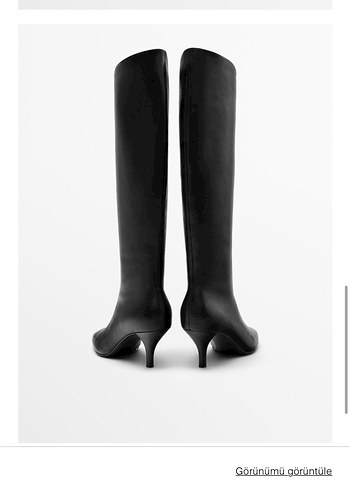 Siyah Deri İnce Topuklu Kadın Dizüstü Çizme - Görsel 3
