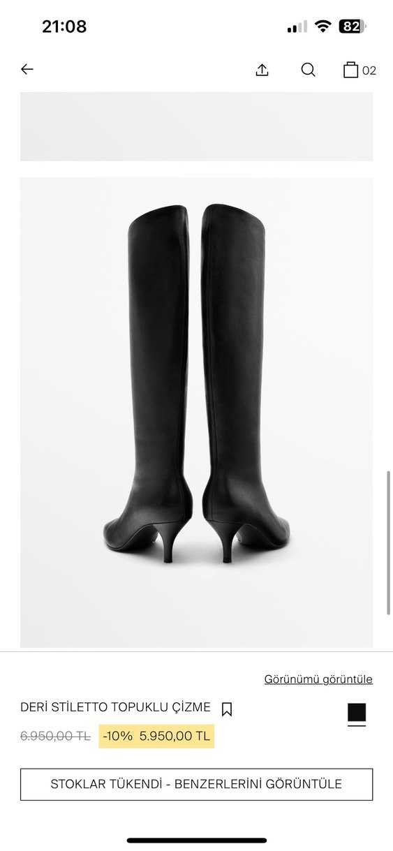 Siyah Deri İnce Topuklu Kadın Dizüstü Çizme - Görsel 3