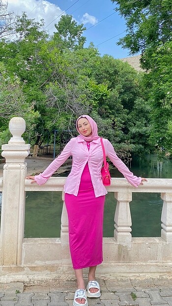 s Beden Sıfır kol yazlık uzun sıfır kol pembe elbise