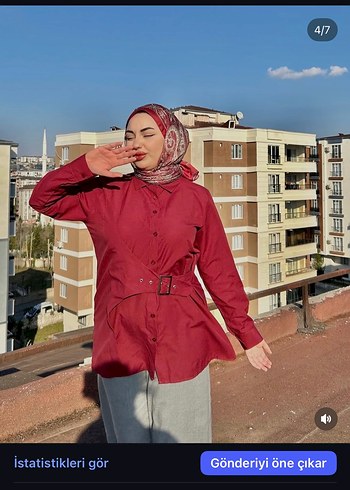 l Beden bordo Renk Bordo Uzun Kollu Kemerli Tunik