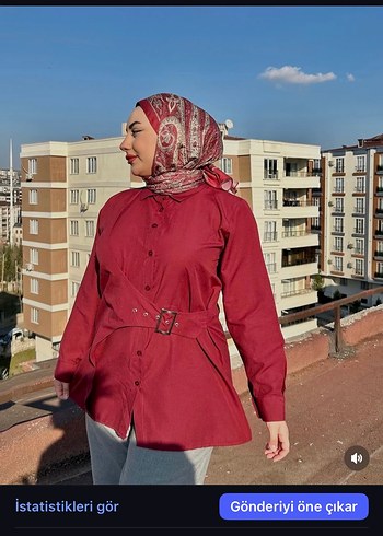 Diğer Bordo Uzun Kollu Kemerli Tunik