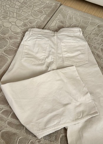 diğer Beden beyaz Renk Bej Kadın Midi Boy Pamuklu Kot Pantolon