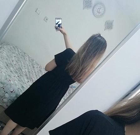 Bershka midi boy siyah elbise