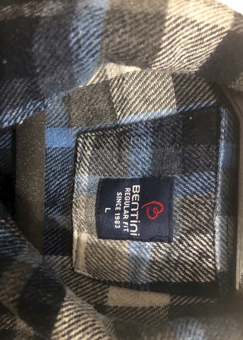 Gri lacivert Ekose Desenli fermuarlı Gömlek - Görsel 2