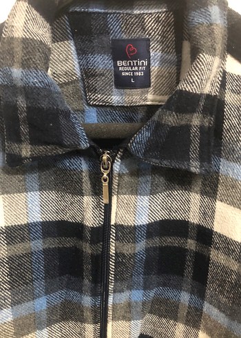 Gri lacivert Ekose Desenli fermuarlı Gömlek - Görsel 3