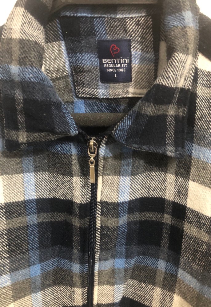 Gri lacivert Ekose Desenli fermuarlı Gömlek - Görsel 3