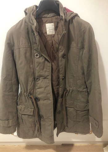 Düğmeli Kahverengi mont kapüşonlu - Görsel 5