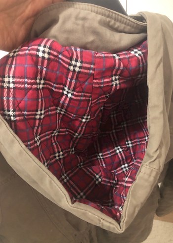 Düğmeli Kahverengi mont kapüşonlu - Görsel 3