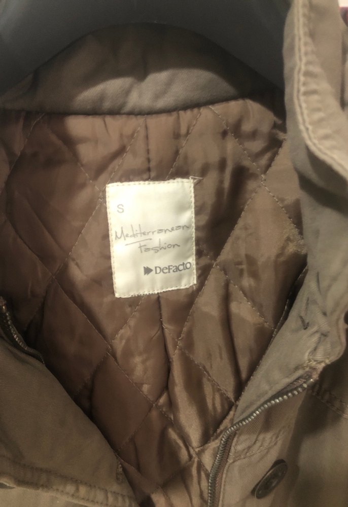 Düğmeli Kahverengi mont kapüşonlu - Görsel 4