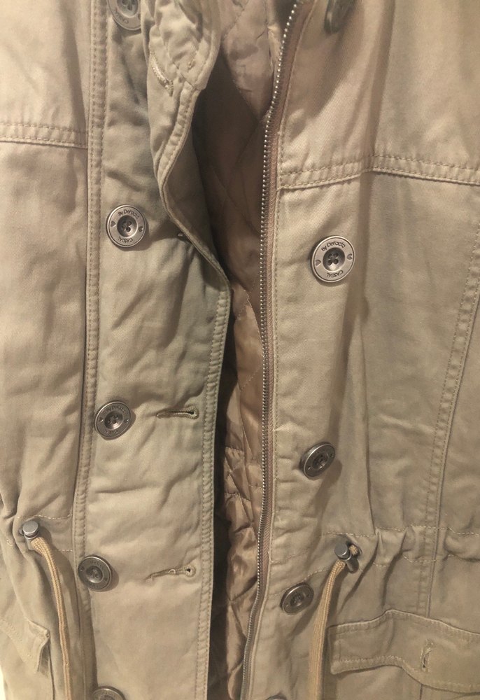 Düğmeli Kahverengi mont kapüşonlu - Görsel 2