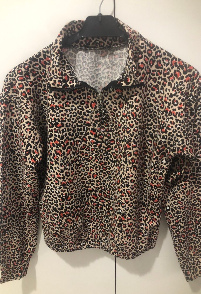 Kahverengi Leopar Desenli Uzun Kollu Kadın Gömlek - Görsel 2