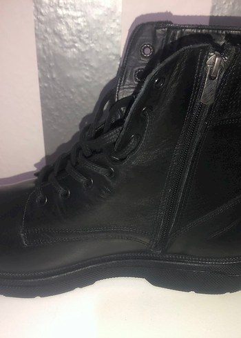 Siyah  orijinal Deri Fermuarlı  Bot - Görsel 2