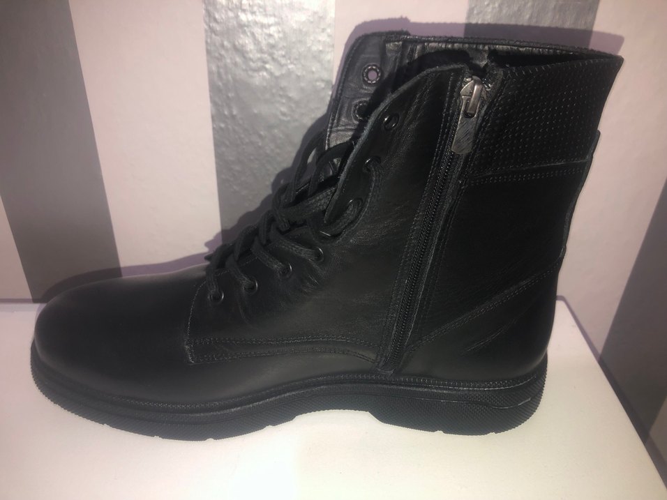 Siyah  orijinal Deri Fermuarlı  Bot - Görsel 2